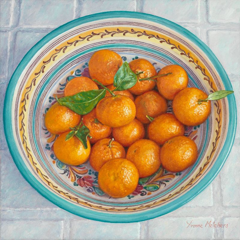 STILL LIFES  Spanish bowl with tangerines