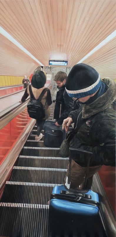 Escalator at the tube station in Budapest