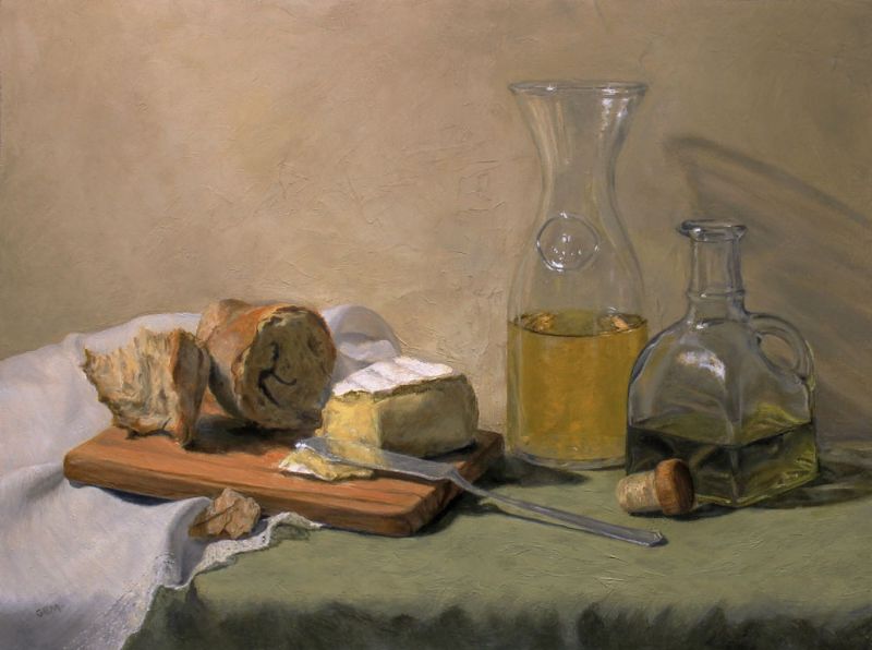 Bread, Cheese, Wine and Olive Oil